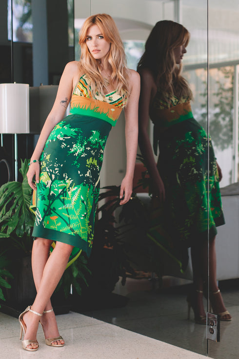 Vivian "Green Dream" Silk Scarf Dress